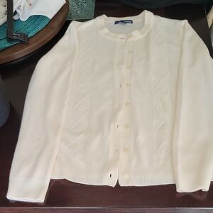 Basic Editions Cream Cardigan Sweater